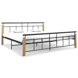 vidaXL Bettgestell Metall und Massivholz Eiche 200x200 cm