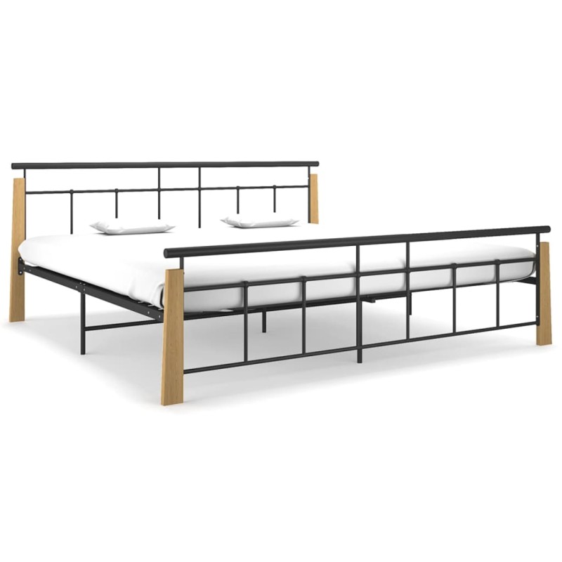 vidaXL Bettgestell Metall und Massivholz Eiche 200x200 cm vidaXL Bettgestell Metall und Massivholz Eiche 200x200 cm