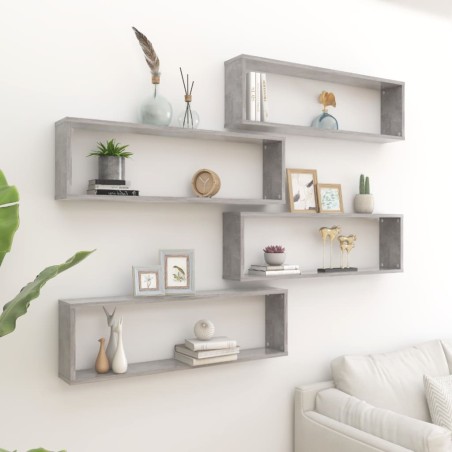 vidaXL Würfelregale 4 Stk. Betongrau 100x15x30 cm Holzwerkstoff