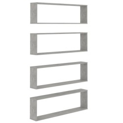 vidaXL Würfelregale 4 Stk. Betongrau 100x15x30 cm Holzwerkstoff