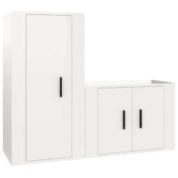 vidaXL 2-tlg. TV-Schrank-Set Hochglanz-Weiß Holzwerkstoff