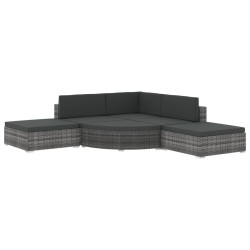 vidaXL 6-tlg. Garten-Lounge-Set mit Kissen Poly Rattan Grau
