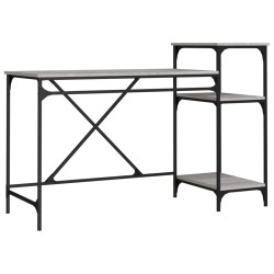 vidaXL Schreibtisch mit Regal Grau Sonoma 135x50x90 cm Holzwerkstoff
