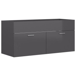 vidaXL Waschbeckenunterschrank Hochglanz-Grau 100x38,5x46 cm