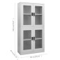 vidaXL Büroschrank Hellgrau 90x40x180 cm Stahl und Gehärtetes Glas vidaXL Büroschrank Hellgrau 90x40x180 cm Stahl und Gehärtetes Glas