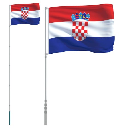 vidaXL Flagge Kroatiens mit Mast 5,55 m Aluminium