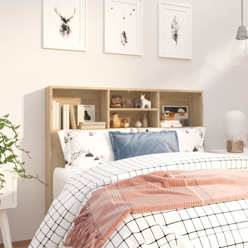 vidaXL Bett-Kopfteil mit Ablagen Sonoma-Eiche 120x19x103,5 cm vidaXL Bett-Kopfteil mit Ablagen Sonoma-Eiche 120x19x103,5 cm