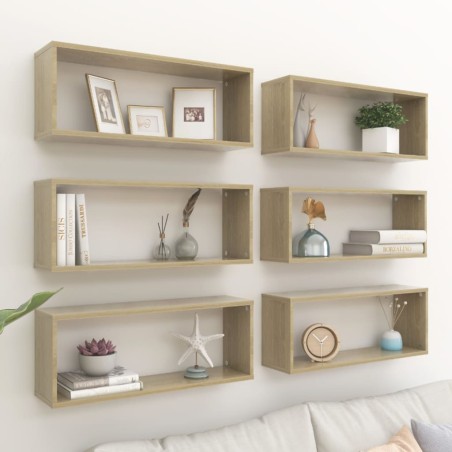 vidaXL Würfelregale 6 Stk. Sonoma-Eiche 60x15x23 cm Holzwerkstoff