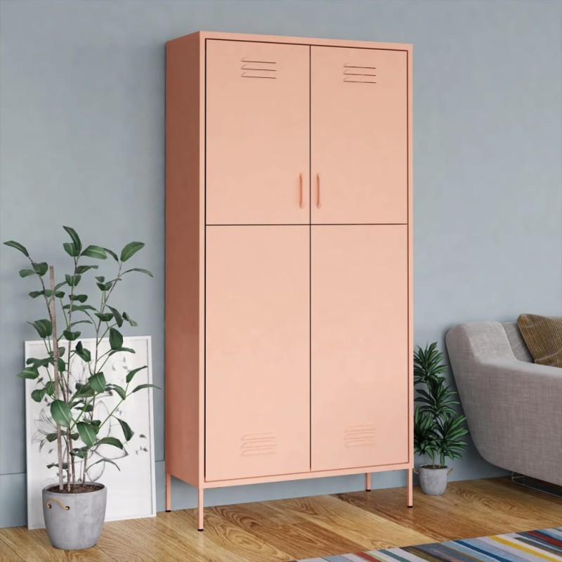vidaXL Kleiderschrank Rosa 90x50x180 cm Stahl vidaXL Kleiderschrank Rosa 90x50x180 cm Stahl