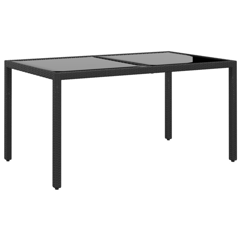 vidaXL Gartentisch 150x90x75 cm Hartglas und Poly Rattan Schwarz vidaXL Gartentisch 150x90x75 cm Hartglas und Poly Rattan Schwarz