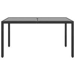 vidaXL Gartentisch 150x90x75 cm Hartglas und Poly Rattan Schwarz