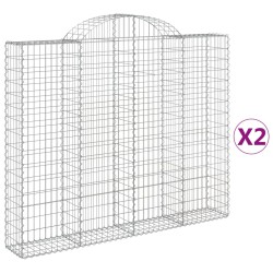 vidaXL Gabionen mit Hochbogen 2 Stk. 200x30x160/180cm Verzinktes Eisen