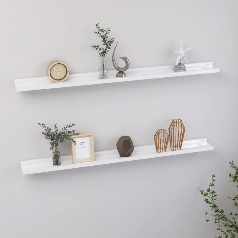 vidaXL Wandregale 2 Stk. Hochglanz-Weiß 100x9x3 cm vidaXL Wandregale 2 Stk. Hochglanz-Weiß 100x9x3 cm
