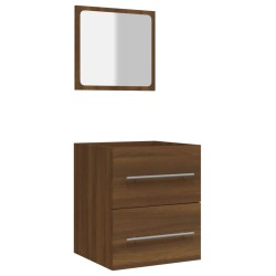 vidaXL Badschrank mit Spiegel Braun Eichen-Optik 41x38,5x48 cm 