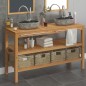 vidaXL Waschtischunterschrank Teak Massiv mit Flussstein Waschbecken vidaXL Waschtischunterschrank Teak Massiv mit Flussstein Waschbecken