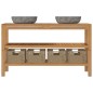 vidaXL Waschtischunterschrank Teak Massiv mit Flussstein Waschbecken vidaXL Waschtischunterschrank Teak Massiv mit Flussstein Waschbecken