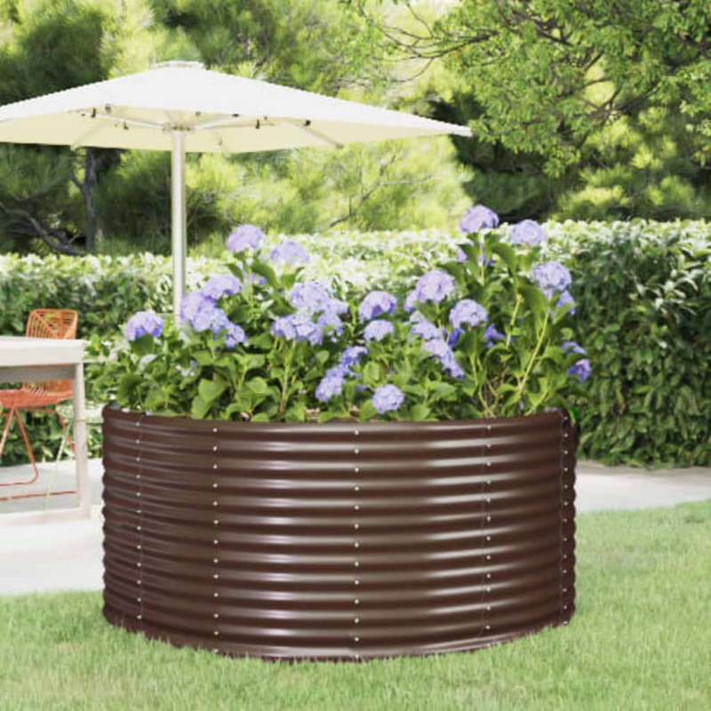 vidaXL Hochbeet Braun 140x140x68 cm Pulverbeschichteter Stahl vidaXL Hochbeet Braun 140x140x68 cm Pulverbeschichteter Stahl