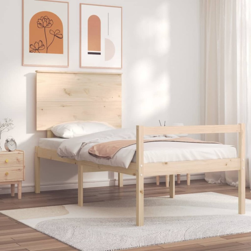 vidaXL Seniorenbett mit Kopfteil 90x200 cm Massivholz vidaXL Seniorenbett mit Kopfteil 90x200 cm Massivholz
