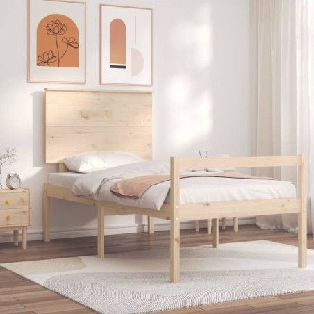 vidaXL Seniorenbett mit Kopfteil 90x200 cm Massivholz