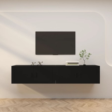vidaXL TV-Wandschränke 2 Stk. Schwarz 100x34,5x40 cm