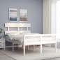 vidaXL Massivholzbett mit Kopfteil Weiß 140x190 cm vidaXL Massivholzbett mit Kopfteil Weiß 140x190 cm