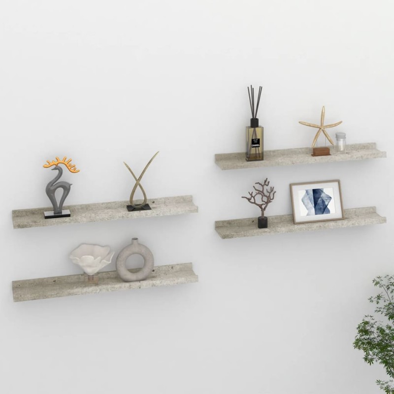 vidaXL Wandregale 4 Stk. Betongrau 60x9x3 cm vidaXL Wandregale 4 Stk. Betongrau 60x9x3 cm