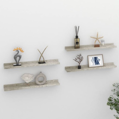 vidaXL Wandregale 4 Stk. Betongrau 60x9x3 cm