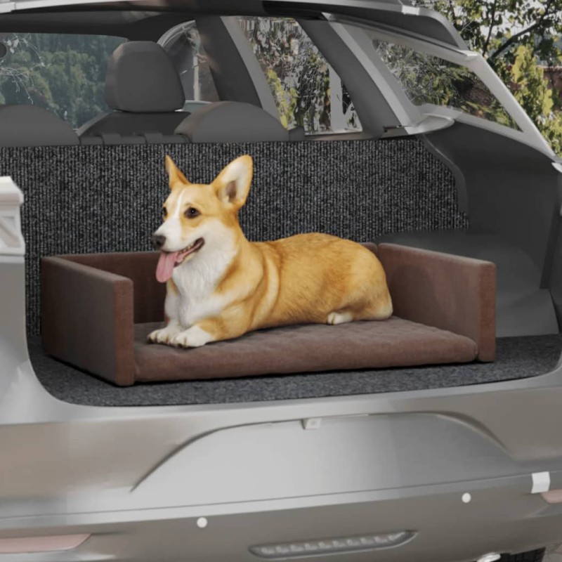 vidaXL Kofferraum-Hundebett Braun 70x45 cm Leinenoptik vidaXL Kofferraum-Hundebett Braun 70x45 cm Leinenoptik