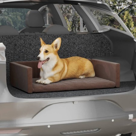 vidaXL Kofferraum-Hundebett Braun 70x45 cm Leinenoptik