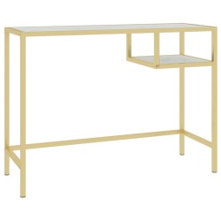 vidaXL Computertisch Weiß und Golden 100x36x74 cm Glas