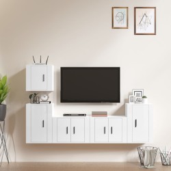 vidaXL 5-tlg. TV-Schrank-Set Hochglanz-Weiß Holzwerkstoff
