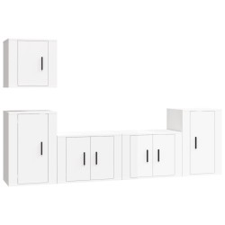 vidaXL 5-tlg. TV-Schrank-Set Hochglanz-Weiß Holzwerkstoff