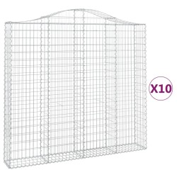 vidaXL Gabionen mit Hochbogen 10 Stk 200x30x180/200cm Verzinktes Eisen
