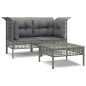 vidaXL 3-tlg. Garten-Lounge-Set mit Kissen Grau Poly Rattan vidaXL 3-tlg. Garten-Lounge-Set mit Kissen Grau Poly Rattan