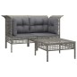 vidaXL 3-tlg. Garten-Lounge-Set mit Kissen Grau Poly Rattan vidaXL 3-tlg. Garten-Lounge-Set mit Kissen Grau Poly Rattan