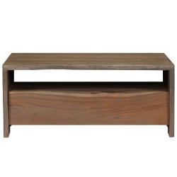 vidaXL Couchtisch Akazienholz Massiv Naturkanten 90x50x40 cm Grau