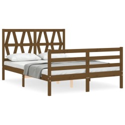 vidaXL Massivholzbett mit Kopfteil Honigbraun 140x200 cm