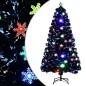 vidaXL Weihnachtsbaum mit LED-Schneeflocken Schwarz 120 cm Fiberoptik vidaXL Weihnachtsbaum mit LED-Schneeflocken Schwarz 120 cm Fiberoptik