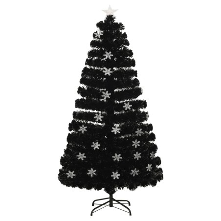 vidaXL Weihnachtsbaum mit LED-Schneeflocken Schwarz 120 cm Fiberoptik