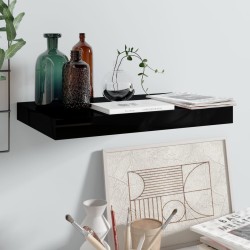 vidaXL Schwebendes Wandregal Hochglanz-Schwarz 40x23x3,8 cm MDF  