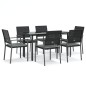 vidaXL 7-tlg. Garten-Essgruppe mit Kissen Poly Rattan und Stahl vidaXL 7-tlg. Garten-Essgruppe mit Kissen Poly Rattan und Stahl