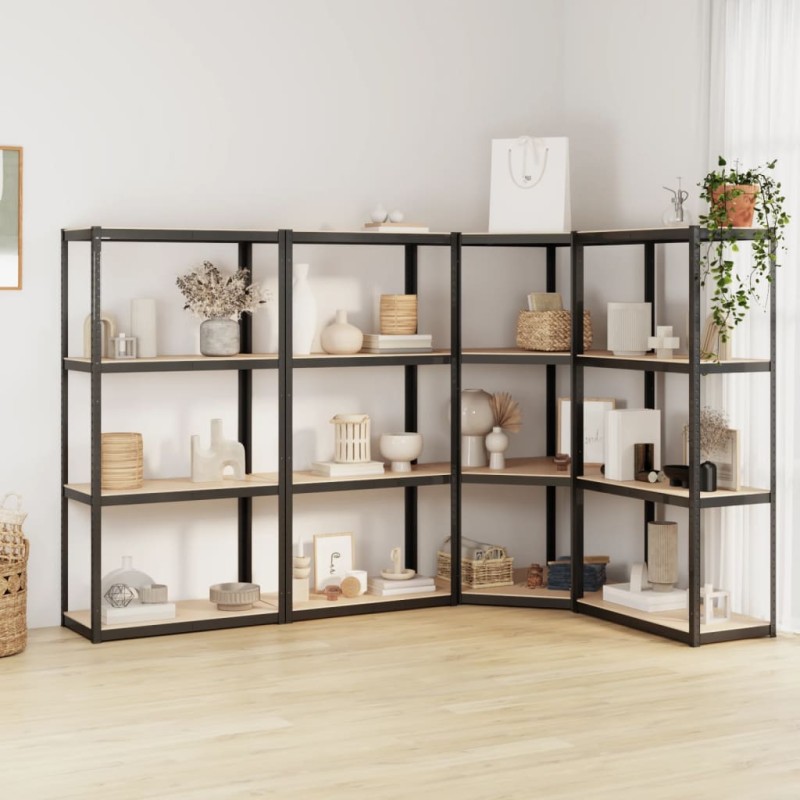 vidaXL Regale mit 4 Böden 4 Stk. Anthrazit Stahl & Holzwerkstoff vidaXL Regale mit 4 Böden 4 Stk. Anthrazit Stahl & Holzwerkstoff