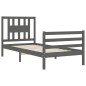 vidaXL Massivholzbett mit Kopfteil Grau 90x200 cm vidaXL Massivholzbett mit Kopfteil Grau 90x200 cm