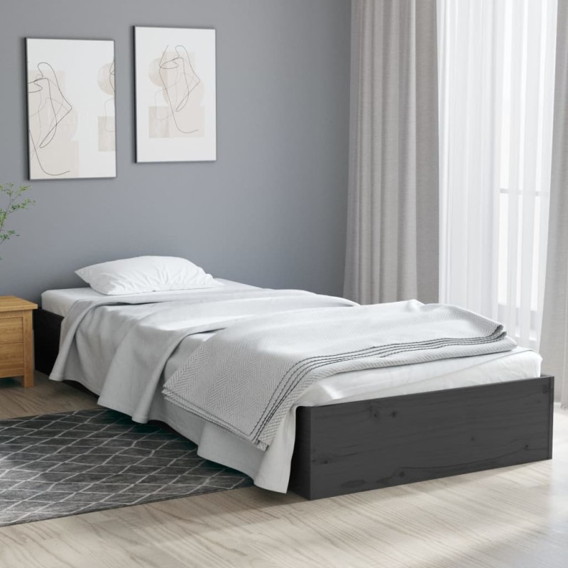 vidaXL Massivholzbett Grau 75x190 cm vidaXL Massivholzbett Grau 75x190 cm