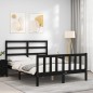 vidaXL Massivholzbett mit Kopfteil Schwarz 140x190 cm vidaXL Massivholzbett mit Kopfteil Schwarz 140x190 cm