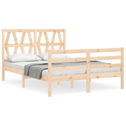 vidaXL Massivholzbett mit Kopfteil 140x200 cm