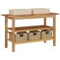 vidaXL Waschtisch mit Creme Marmorbecken Massivholz Teak vidaXL Waschtisch mit Creme Marmorbecken Massivholz Teak