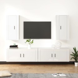 vidaXL 4-tlg. TV-Schrank-Set Hochglanz-Weiß Holzwerkstoff