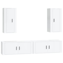 vidaXL 4-tlg. TV-Schrank-Set Hochglanz-Weiß Holzwerkstoff