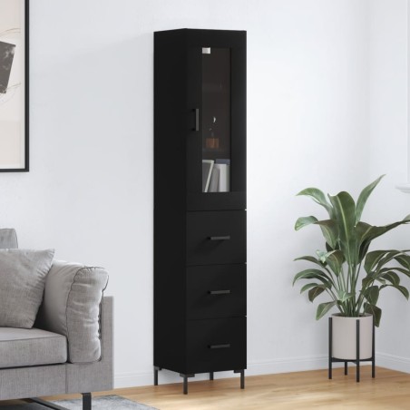 vidaXL Highboard Schwarz 34,5x34x180 cm Holzwerkstoff